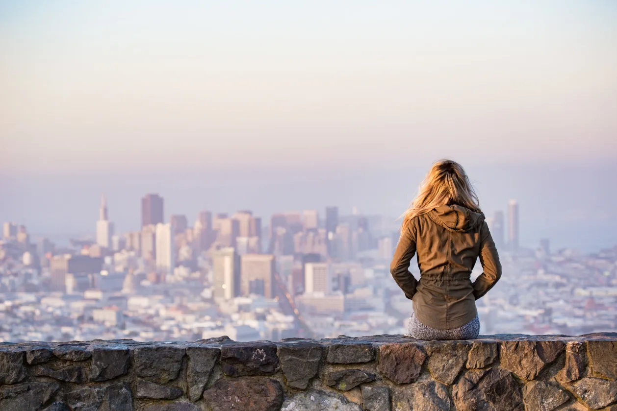 Woman admiring the cityscape